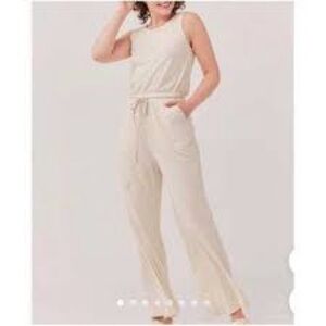 Pact The Portside‎ Cream Sleeveless Jumpsuit Organic Cotton Size XL NWT